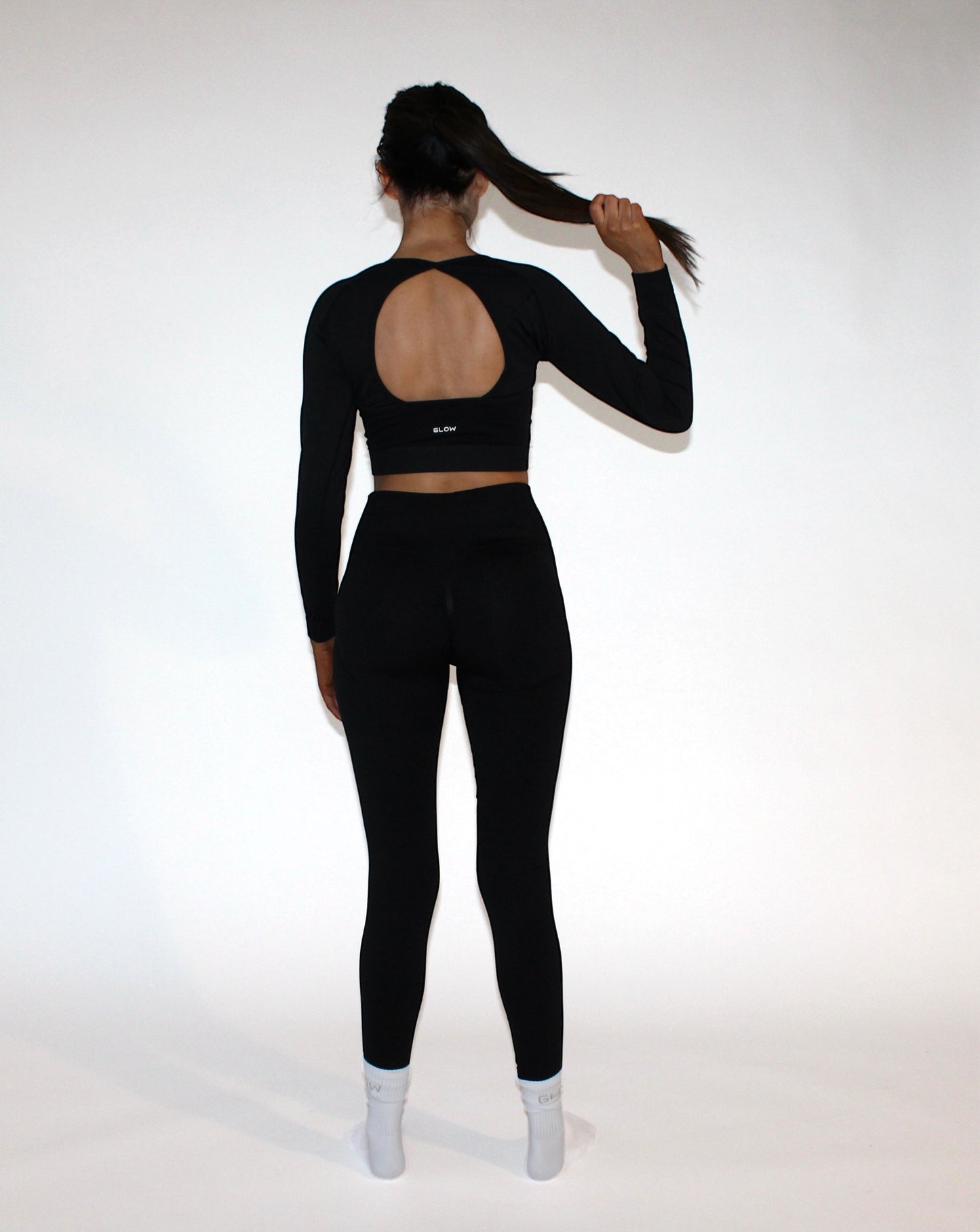 Glow sculpture leggings in black