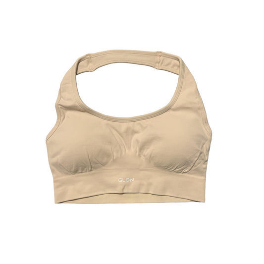 Glow halter neck sports bra in cream white