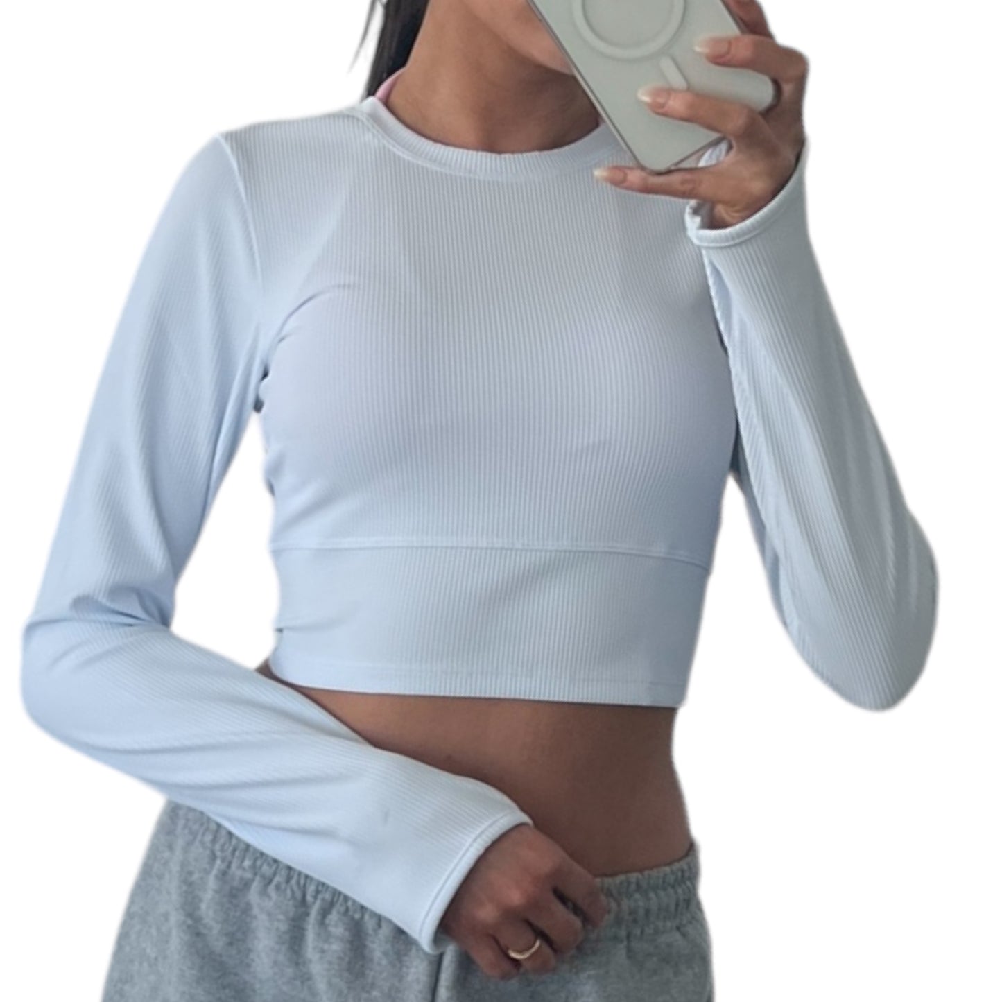 Glow white long sleeved top