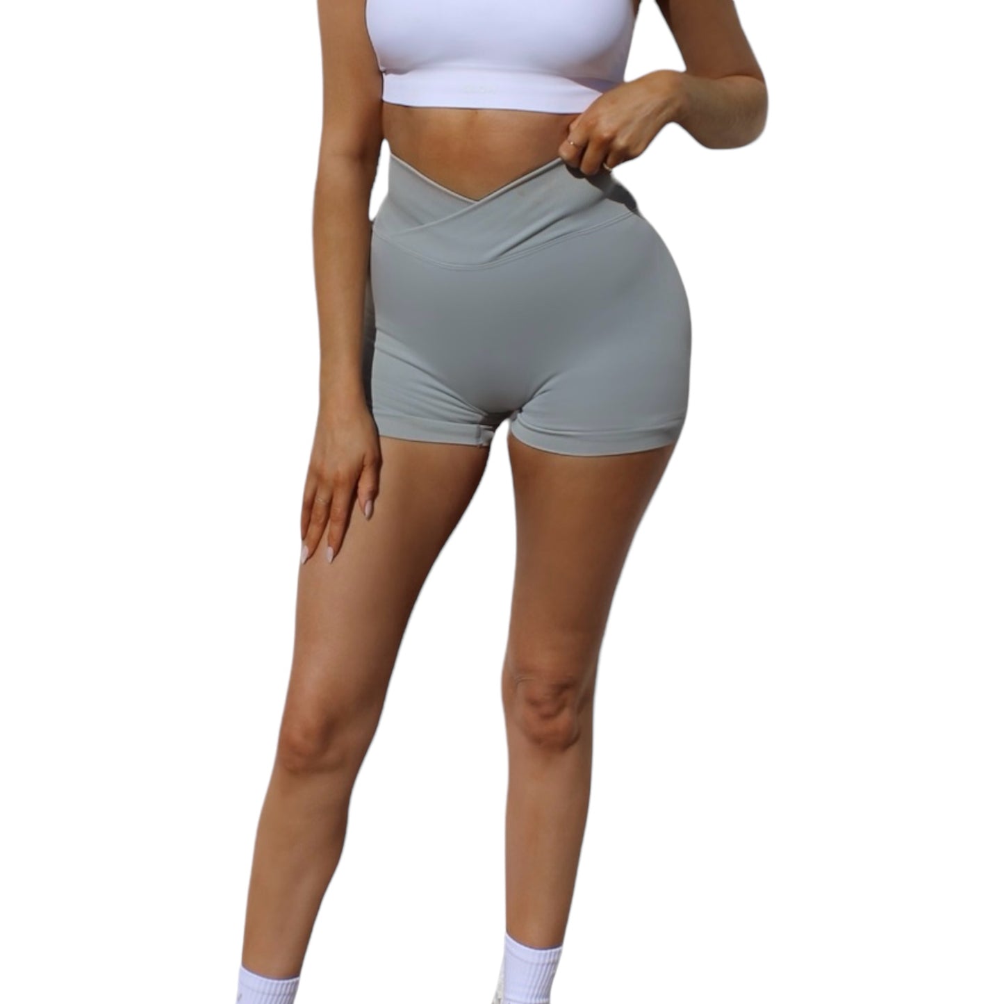 Glow criss cross shorts in light grey