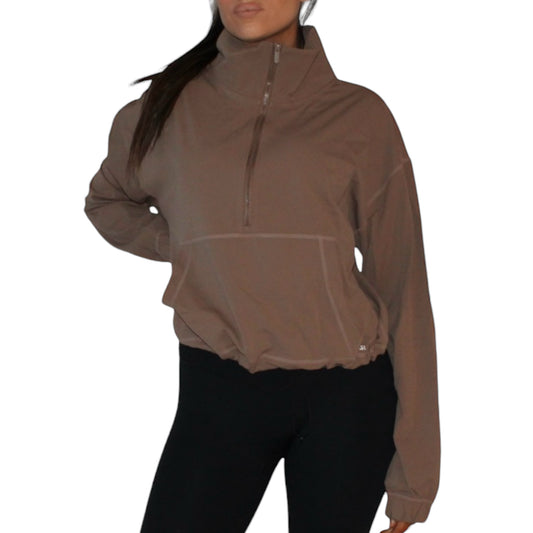 Glow half zipped jacket in brown