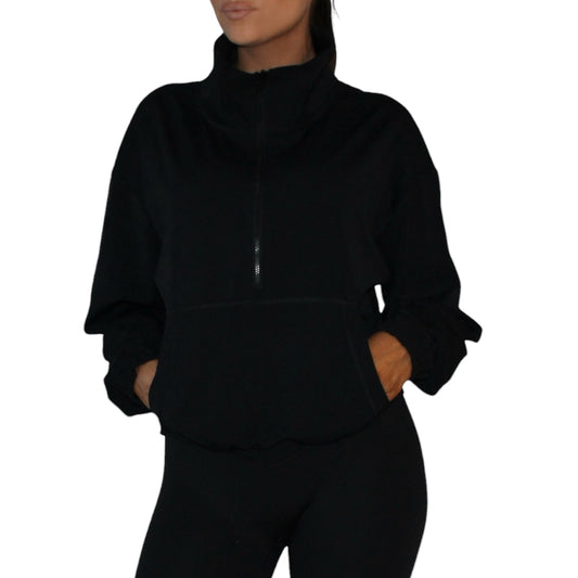 Glow half zipped jacket in black