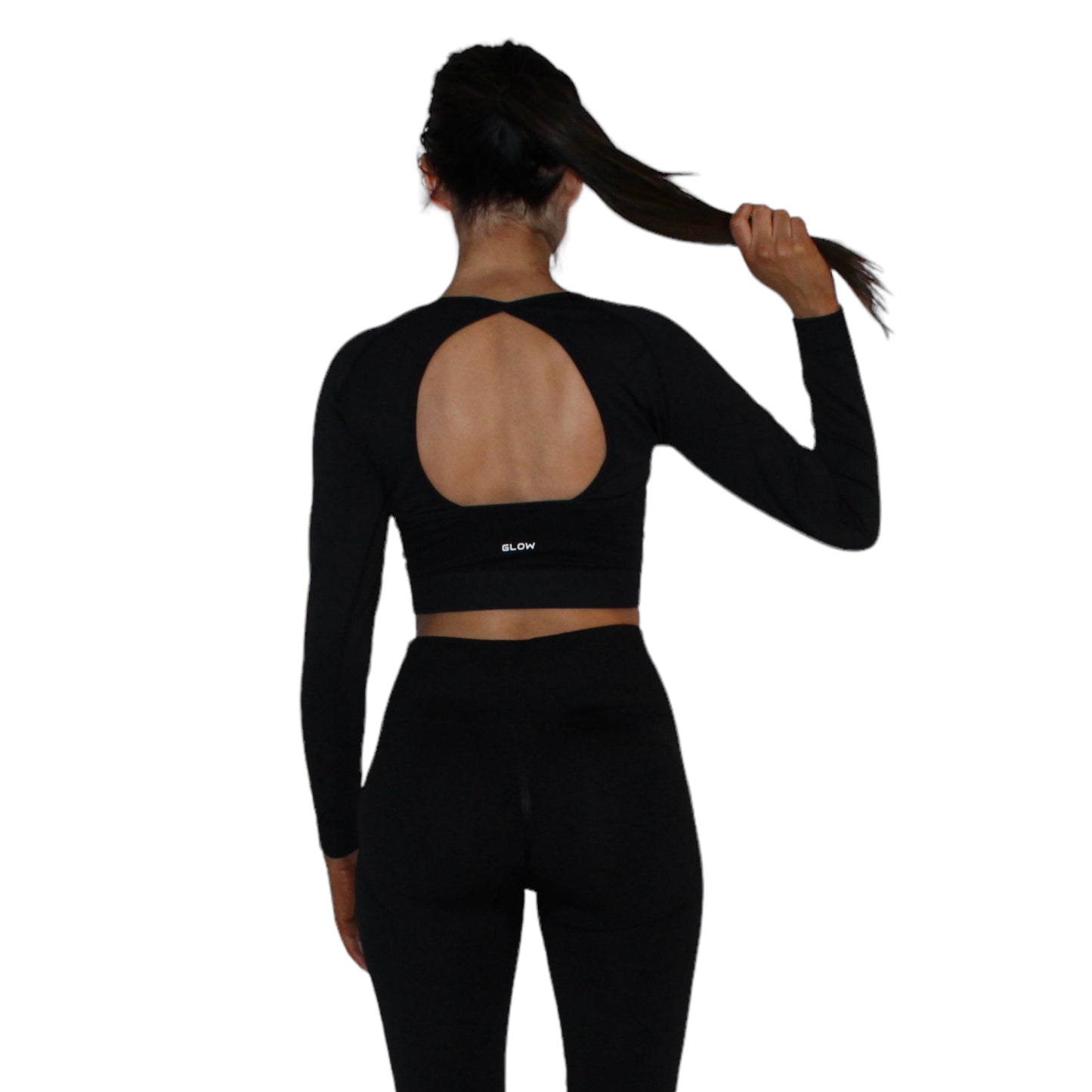 Glow long sleeve crop top in black