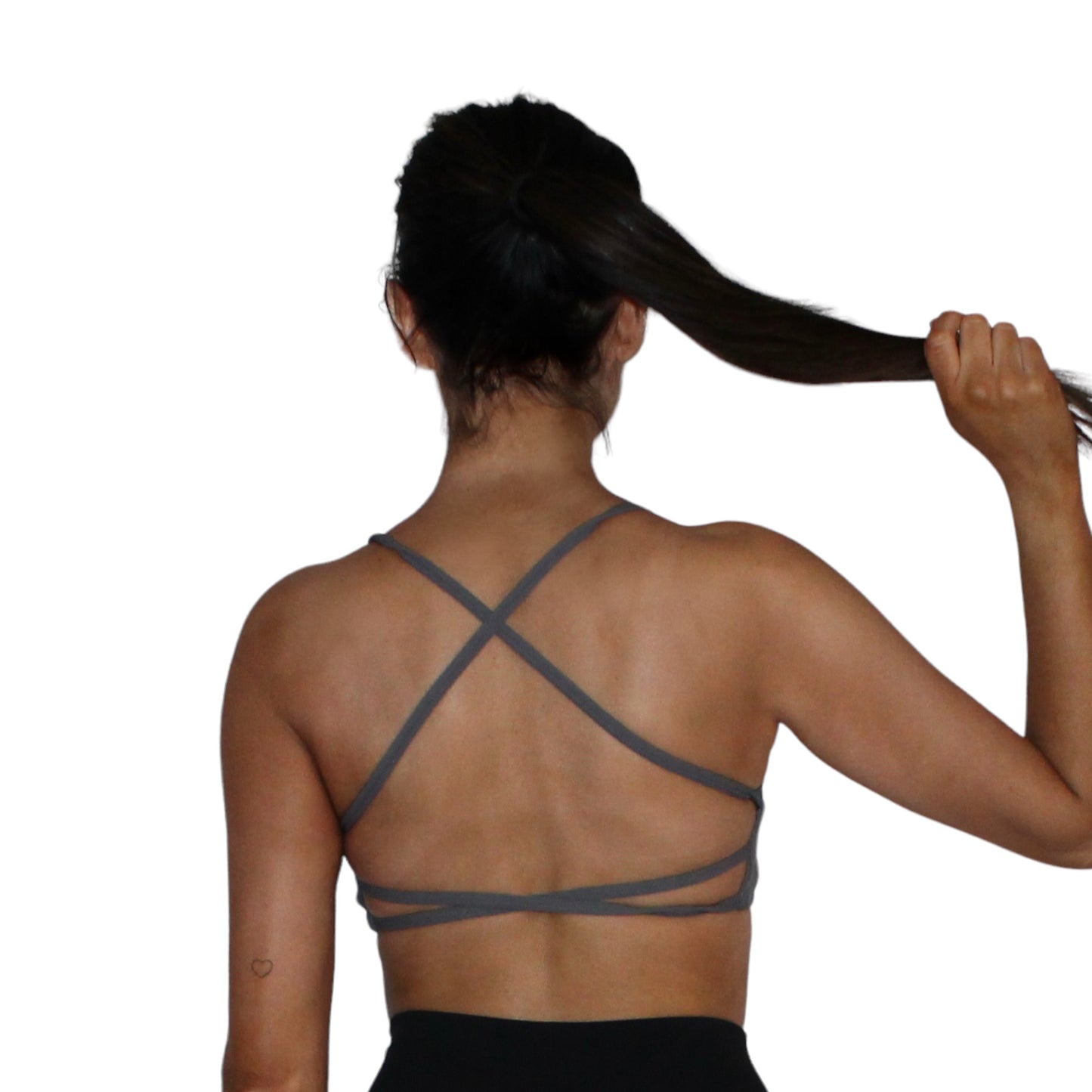 Glow cross back sports bra in grey