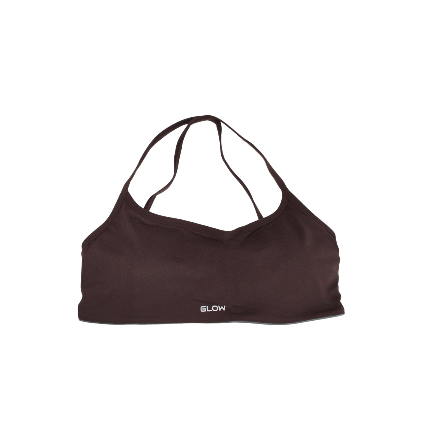 Glow cross back sports bra in brown