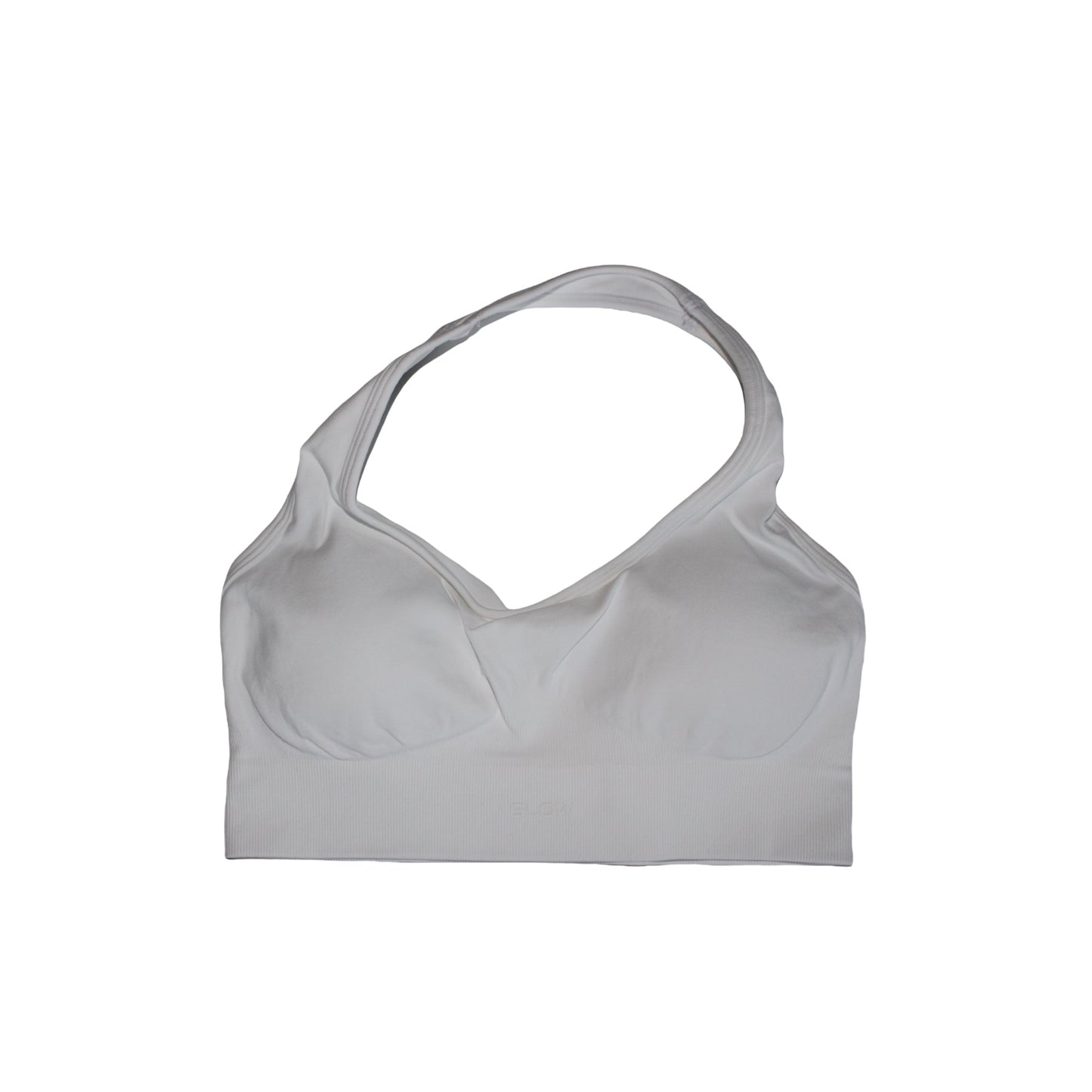 Glow halter neck sports bra in white