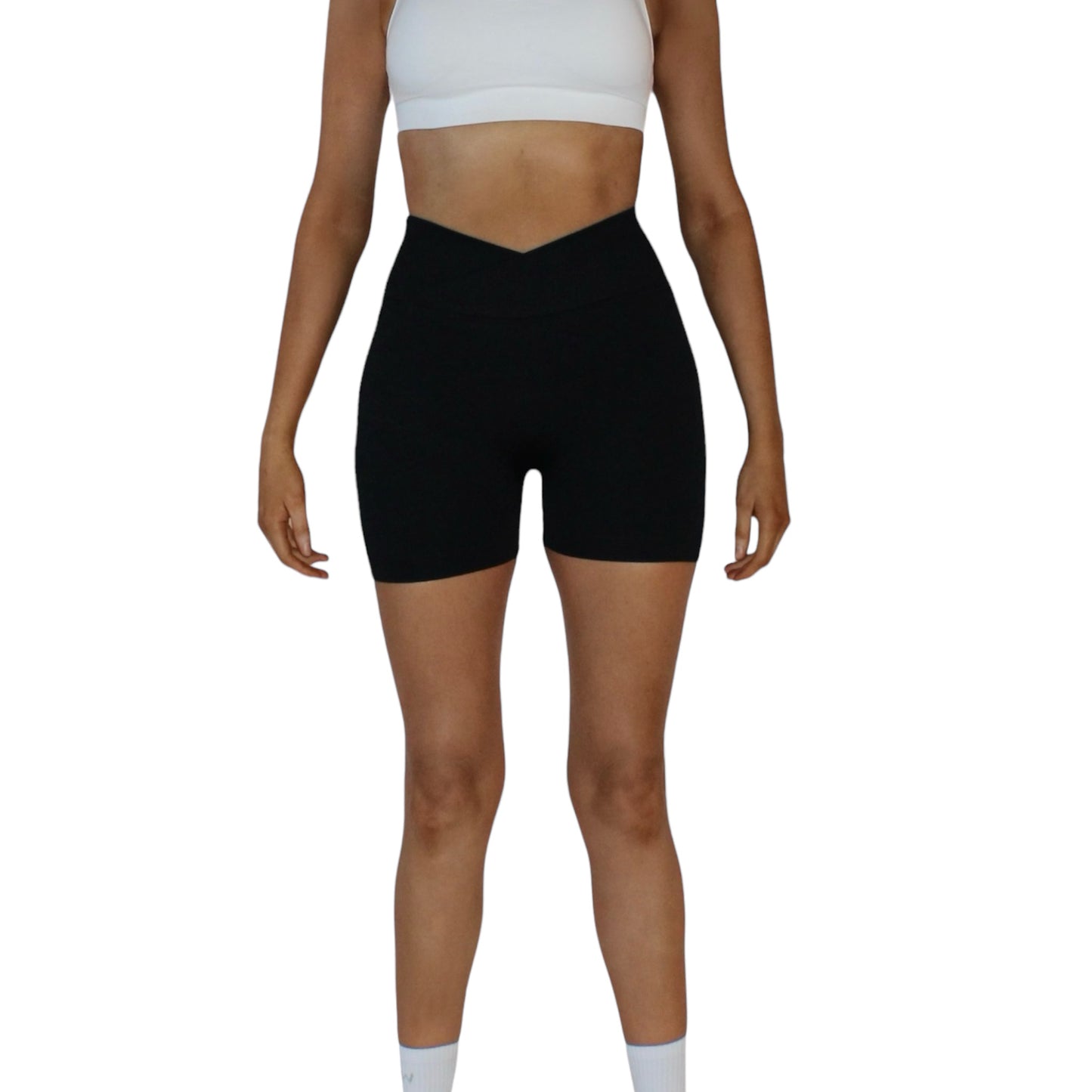 Glow criss cross shorts in black