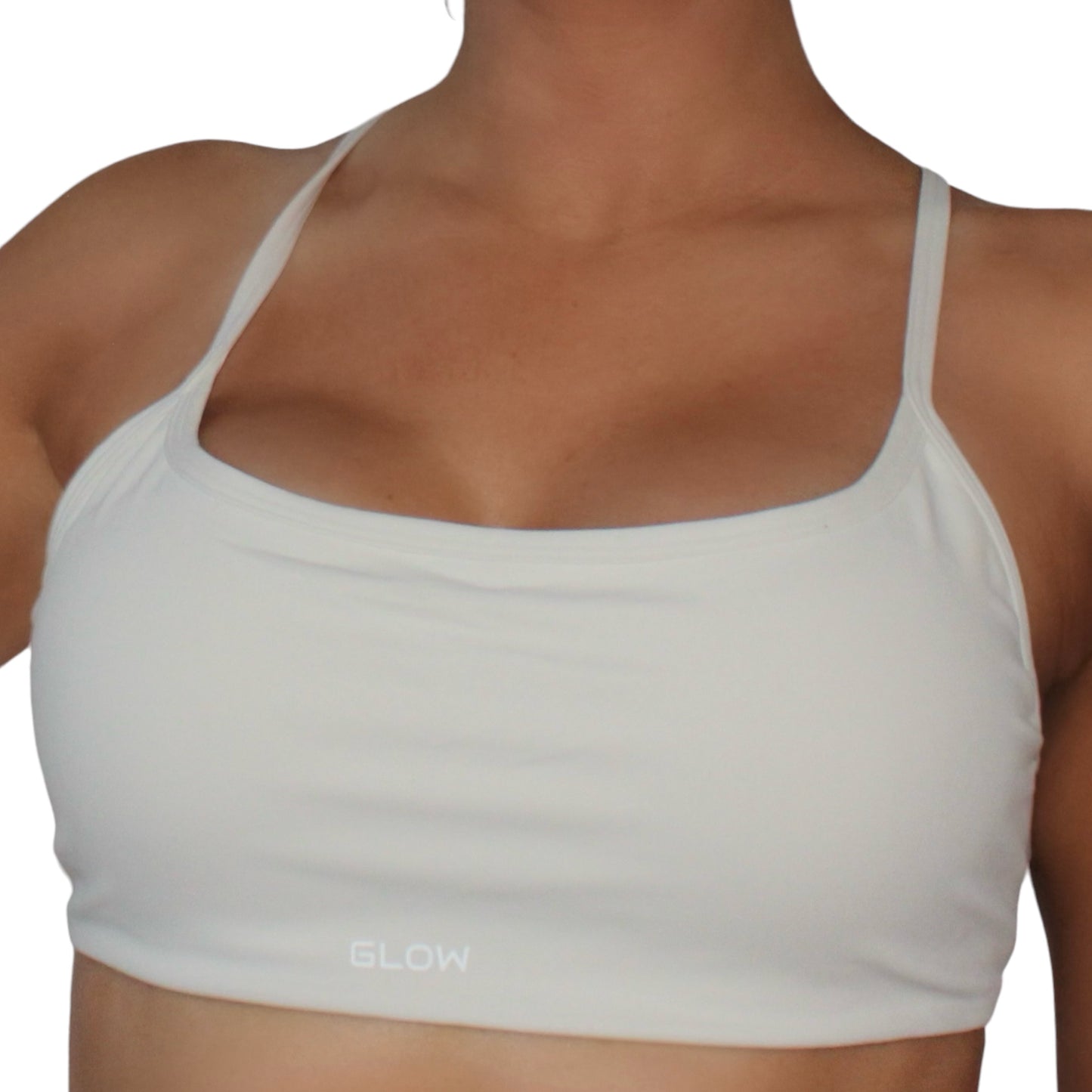 Glow cross back sports bra in creamy white